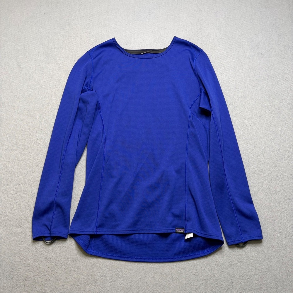 Patagonia Capilene Baselayer Women M Blue Midweight Polartec Crew Top STY44435